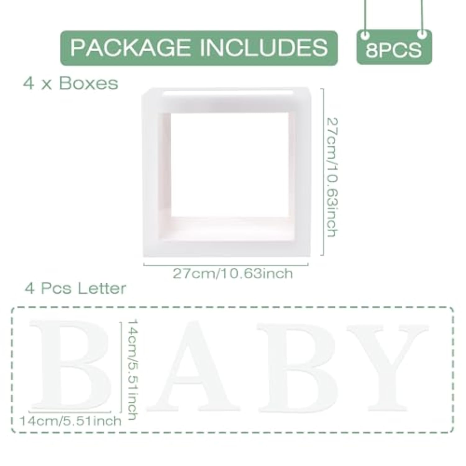 Sage Green Baby Shower Decoration 4PCS Baby Boxes 117PCS Balloon Arch Kit for Party