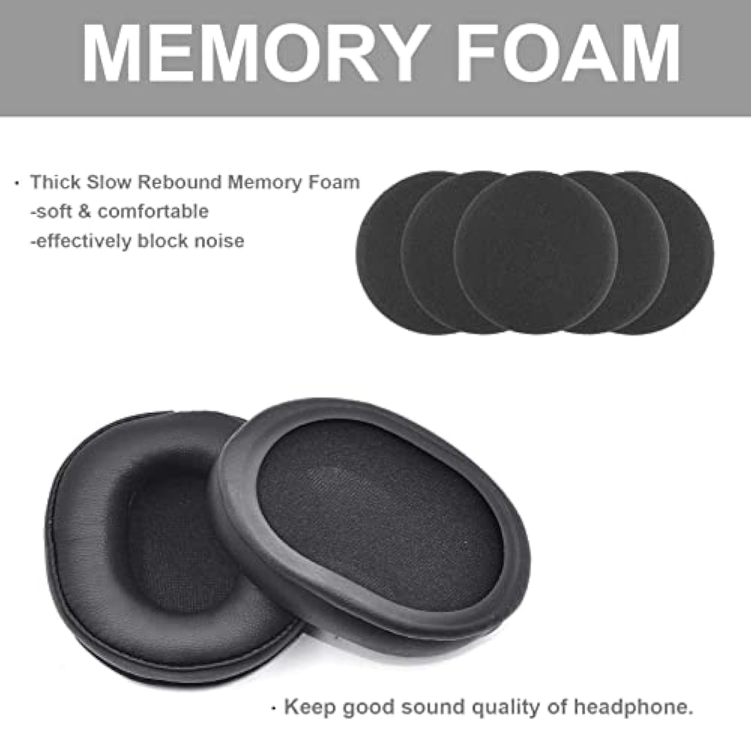 Replacement Ear Cusions Earpads Compatible With Audio-Technica Ath-Sr5, Ath-Sr5Bt On-Ear Headphones (Ath-Sr5 Black)