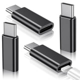 4 Pack Lightning To Usb C Adapter For Iphone 15/16 Pro/16 Pro Max/Plus,Samsung S25/S24,Usb C Charger Connector Cable,For Iphone 16/15 Charger,16/15 Accessories - Black(Not For Audio/Otg)