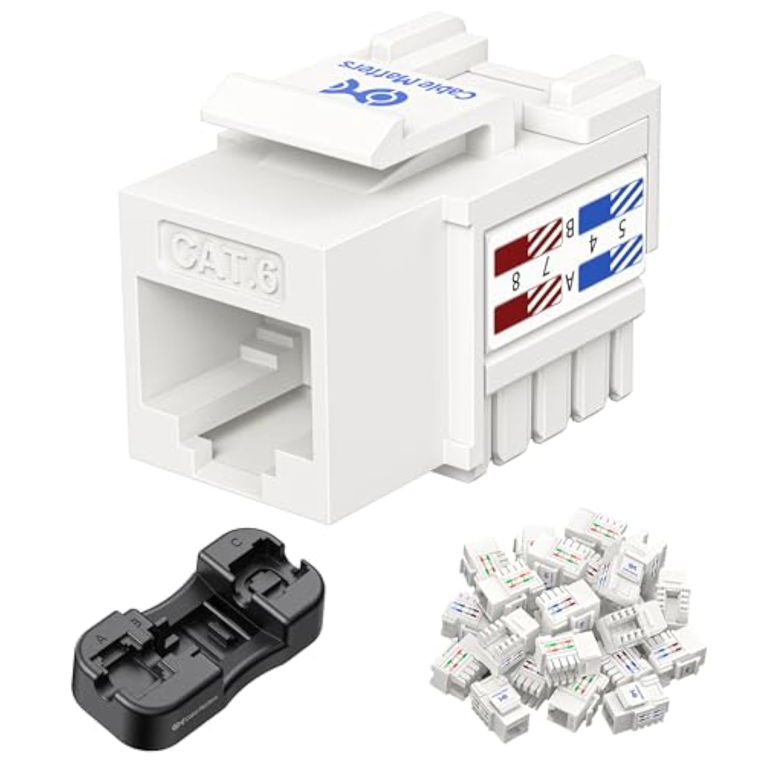 Cable Matters UL Listed 25-Pack RJ45 Keystone Jack in White and Keystone Punch