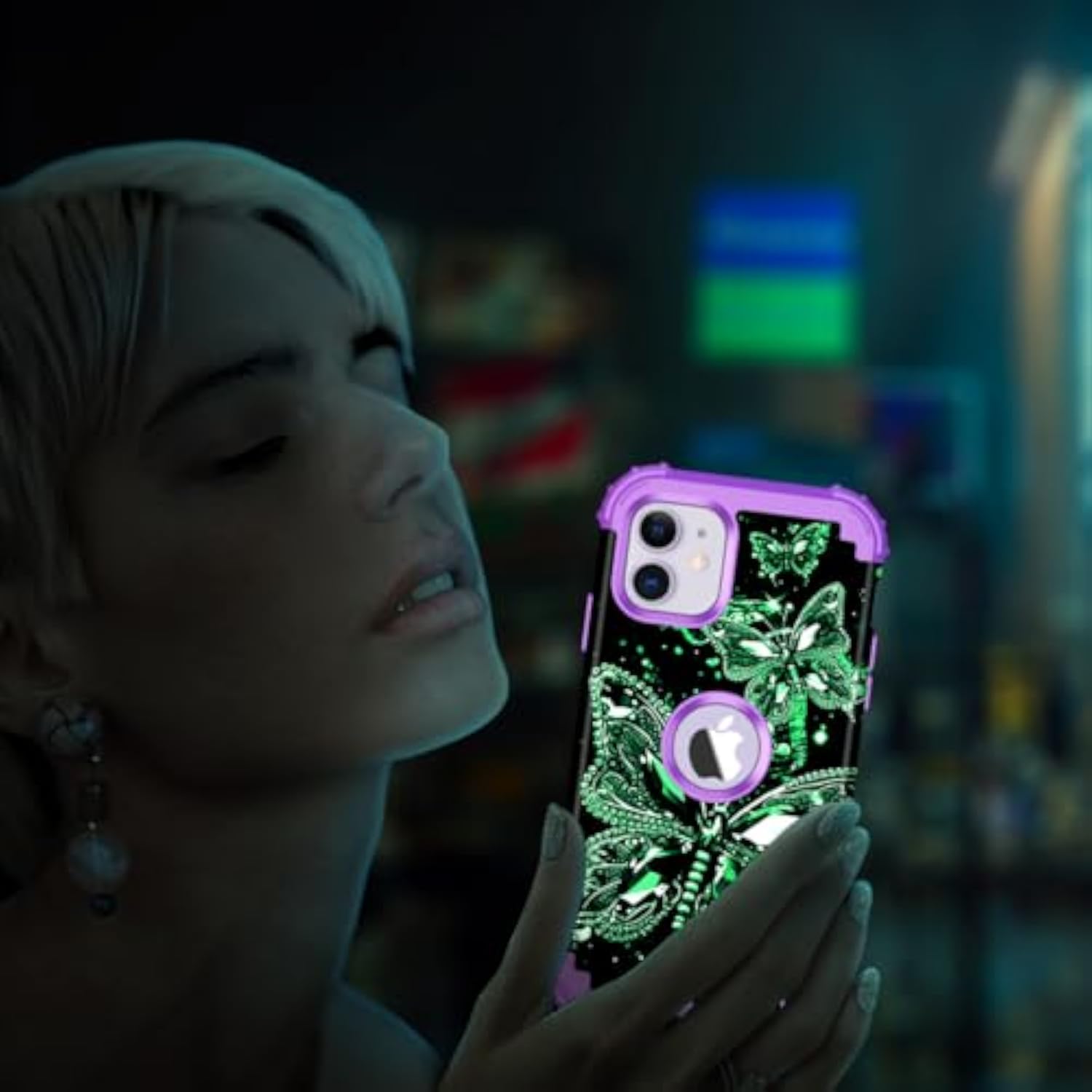 Glow in the Dark Heavy Duty Shockproof Case for Apple iPhone 11 6.1 inch, Compatible with iPhone 11 Case, Three Layer Full Protection Hard Plastic Bumper+Soft Silicone Protective Case