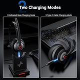 Bluetooth Headset Wireless Headset With Noise Cancelling Microphone, V5.2 Computer Headphones With Usb Dongle, Charging Base & Mic Mute For Work/Call Center/Pc/Laptop/Online Class/Zoom