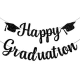 2025 Black Glitter Graduation Banner Garlands Congrats Grads Banners For Celebrate Graduation Party Decoration Supplies, School Grad Party Decorations