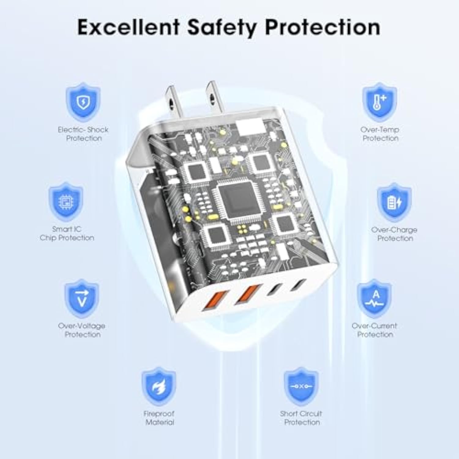 Usb C Charger Block, 2 Pack 40W 4-Port Iphone Charger Fast Charging Multiport Pd 3.0 & Qc 4.0 Double Quick Charge, Compatible With Iphone 17/16/15/14/13/12/11?Pro Max?Ipad, Samsung (White)