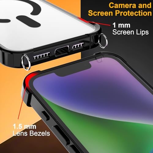 Magnetic Crossbody Case for iPhone 16e & iPhone 17e, [Compatible with MagSafe] HD Clear Hybrid Protective Cover with Integrated Dual Lanyard Holes &