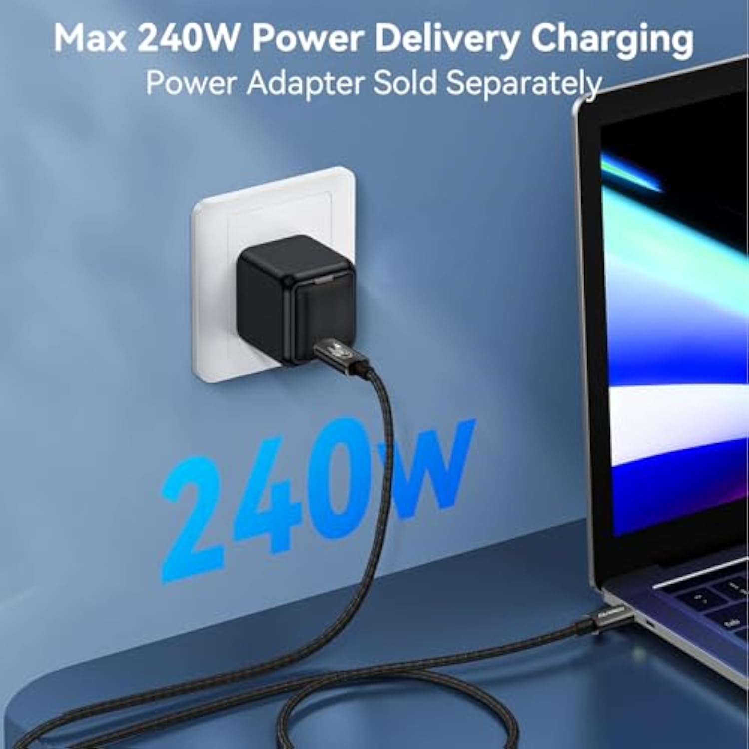 Usb C-C 8K Video Cable, Usb 4 Type C Monitor Cable Support 240W Fast Charge An