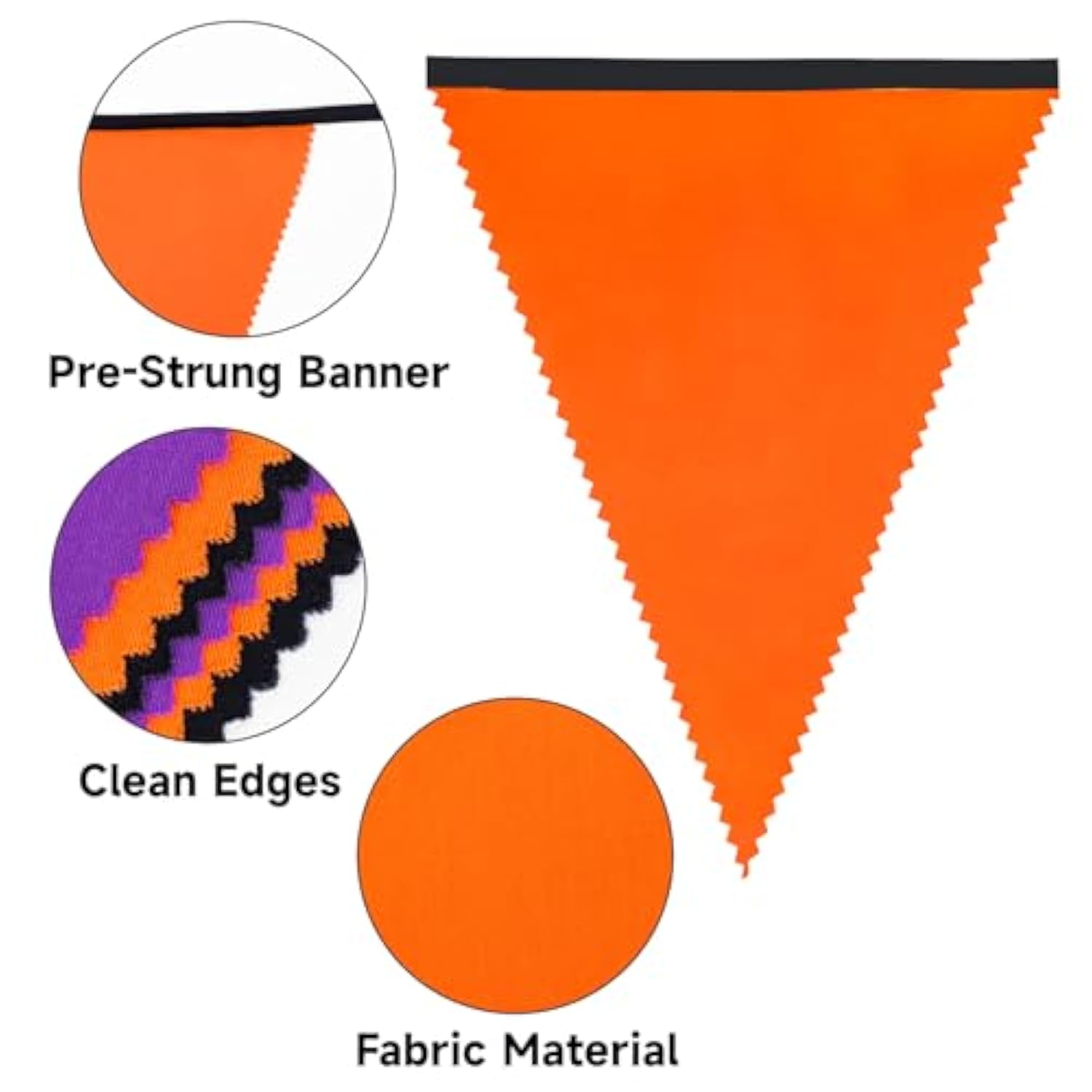 Orange Black Purple Halloween Pennant Banner 39ft Fabric Triangle Garland for Party Decor