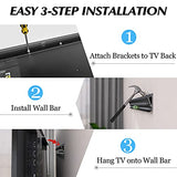 No Stud TV Wall Mount, Drywall Studless TV Hanger No Damage, No Drill, Non Screws, Dry Wall Flat Screen TVs Easy Install Bar Bracket fits VESA 12-55