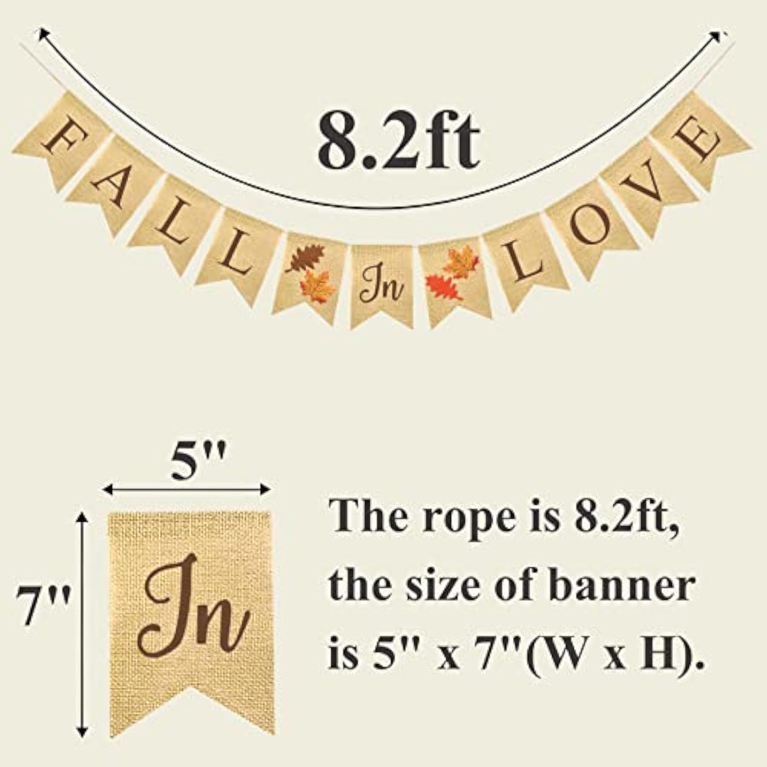 Fall in Love Maple Leaf Burlap Banner Fall Wedding Thanksgiving Decor