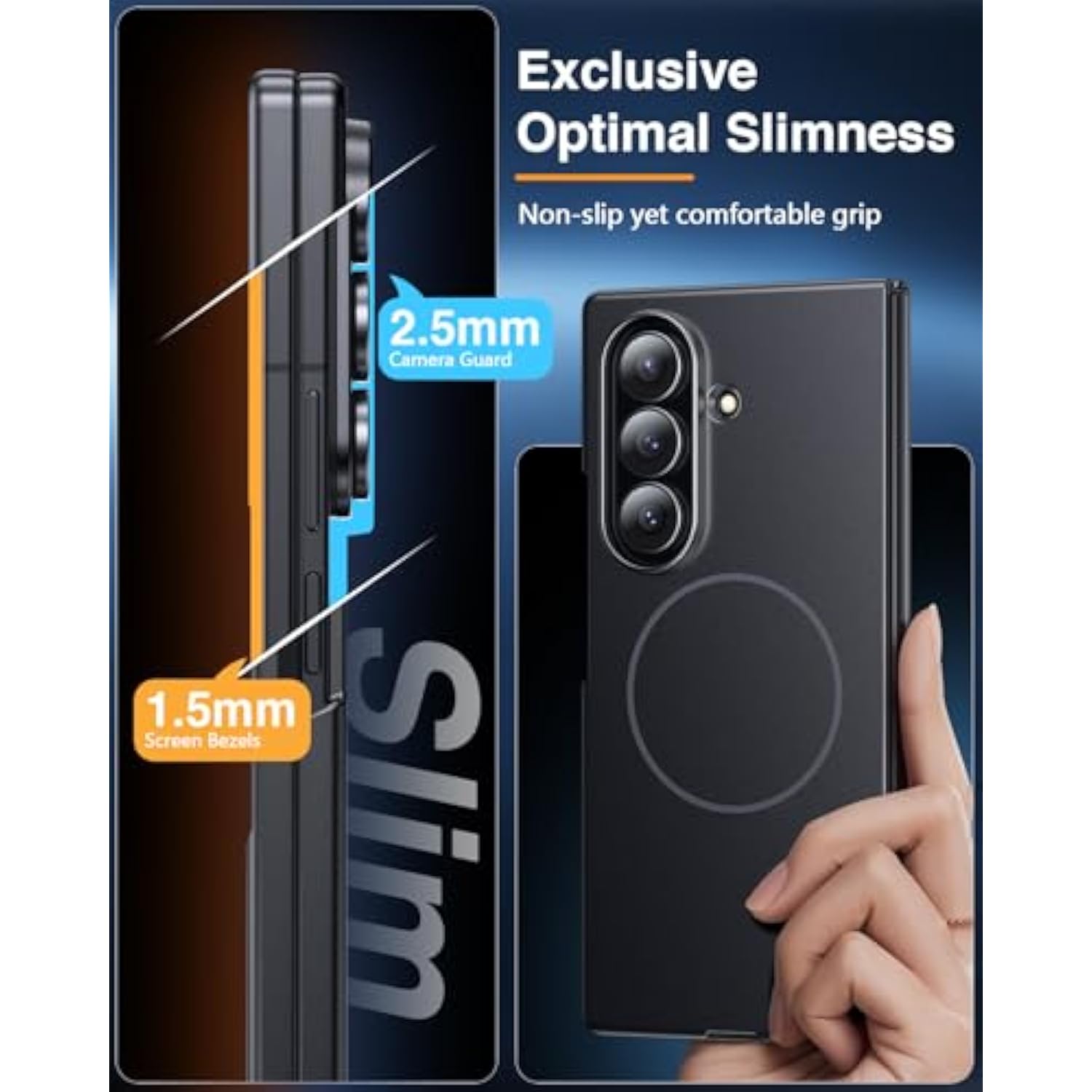 Magnetic For Samsung Galaxy Z Fold 7 Case With Privacy Screen Protector, [Compatible With Magsafe][Anti Spy] Full-Body Protective Slim Phone Case For Galaxy Z Fold 7, Black