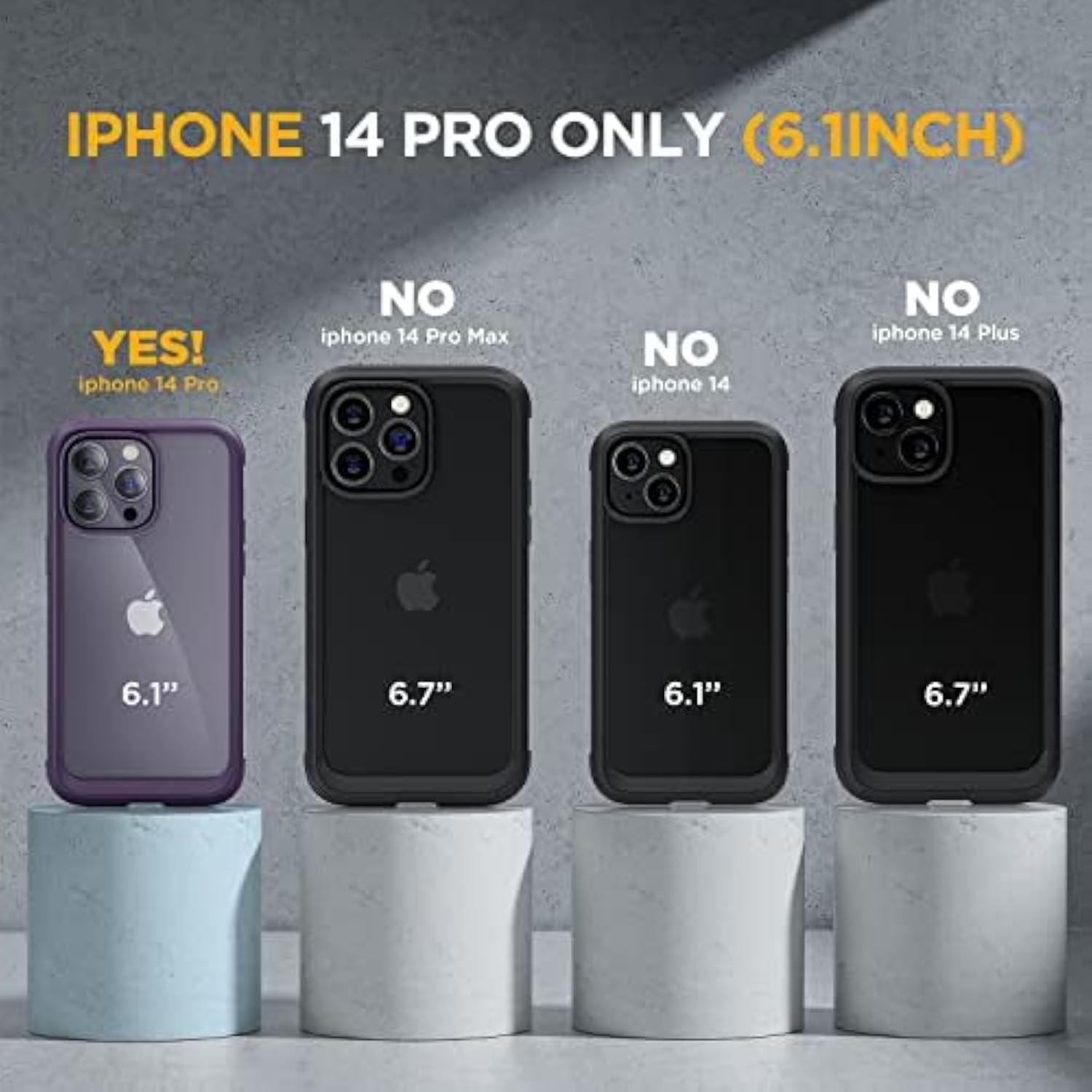 Glass Series For Iphone 14 Pro Case 6.1 Inch, Full-Body Protective Anti Slippery Case With Built-In 9H Tempered Glass Screen Protector, With Camera Lens Protector (Purple)