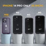 Glass Series For Iphone 14 Pro Case 6.1 Inch, Full-Body Protective Anti Slippery Case With Built-In 9H Tempered Glass Screen Protector, With Camera Lens Protector (Purple)