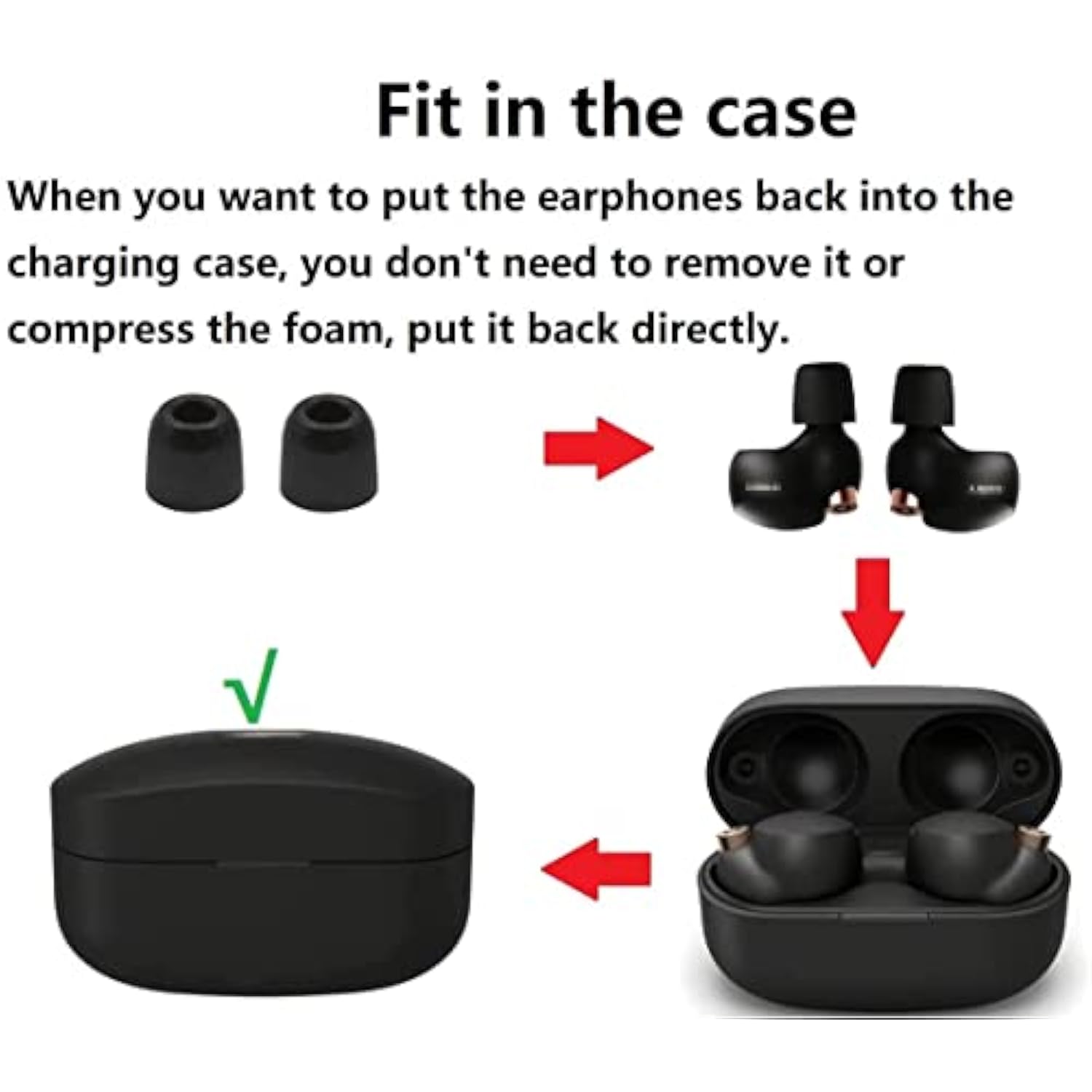 Replacement For Sony Wf-1000Xm4 1000Xm5 C700N Linkbuds S Memory Foam Ear Tips Noise Canceling Foam Eartips Ear Plug Ear Tip L Size 3 Pairs, [Fit In Case], Black,Large Size (Foam4Xm4B3Pl)