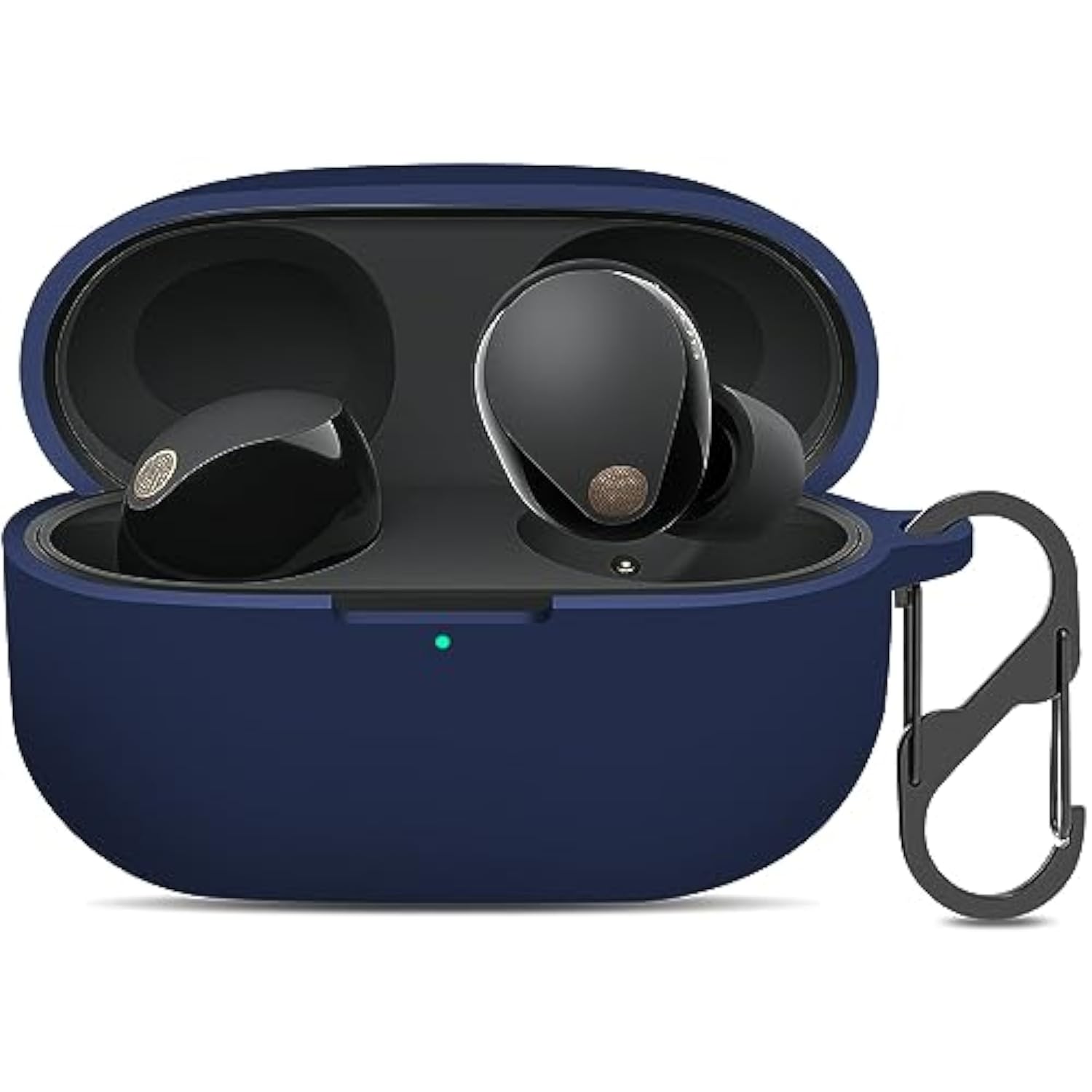 Compatible With Sony Wf-1000Xm5 Case Cover, Silicone Protective Skin Case For Sony Xm5 Wireless Earbuds, Front Led Visible (Midnight Blue)