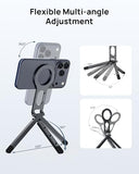 Magnetic Phone Tripod Stand for iPhone - Strong Magnet Foldable Cell Phone Stand for Vlog, Gym, Travel Essentials, Mini Tripod Phone Stand Compatible