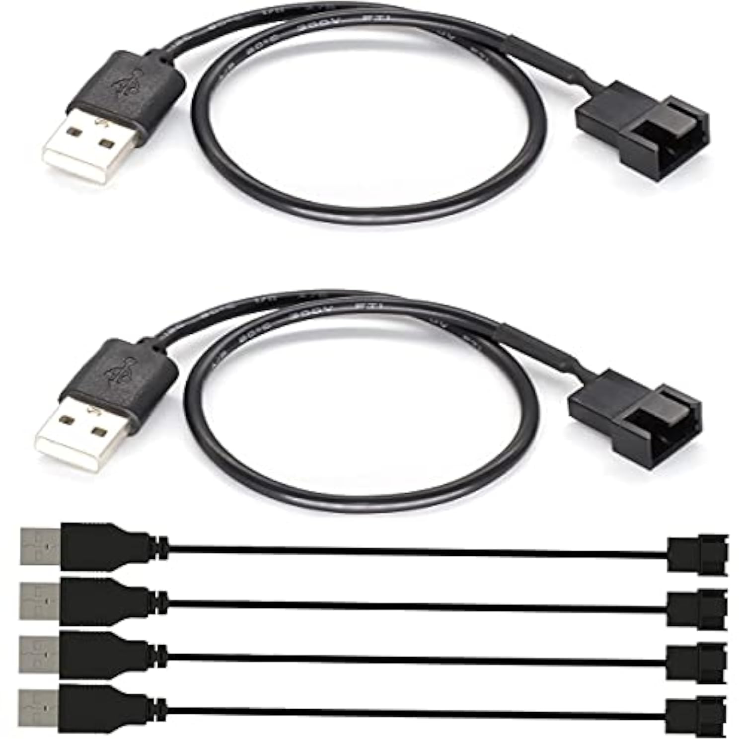 Formed 6Pcs Usb To 3Pin/4Pin Pwm 5V Usb Sleeve Fan Power Adapter Cable, Usb To