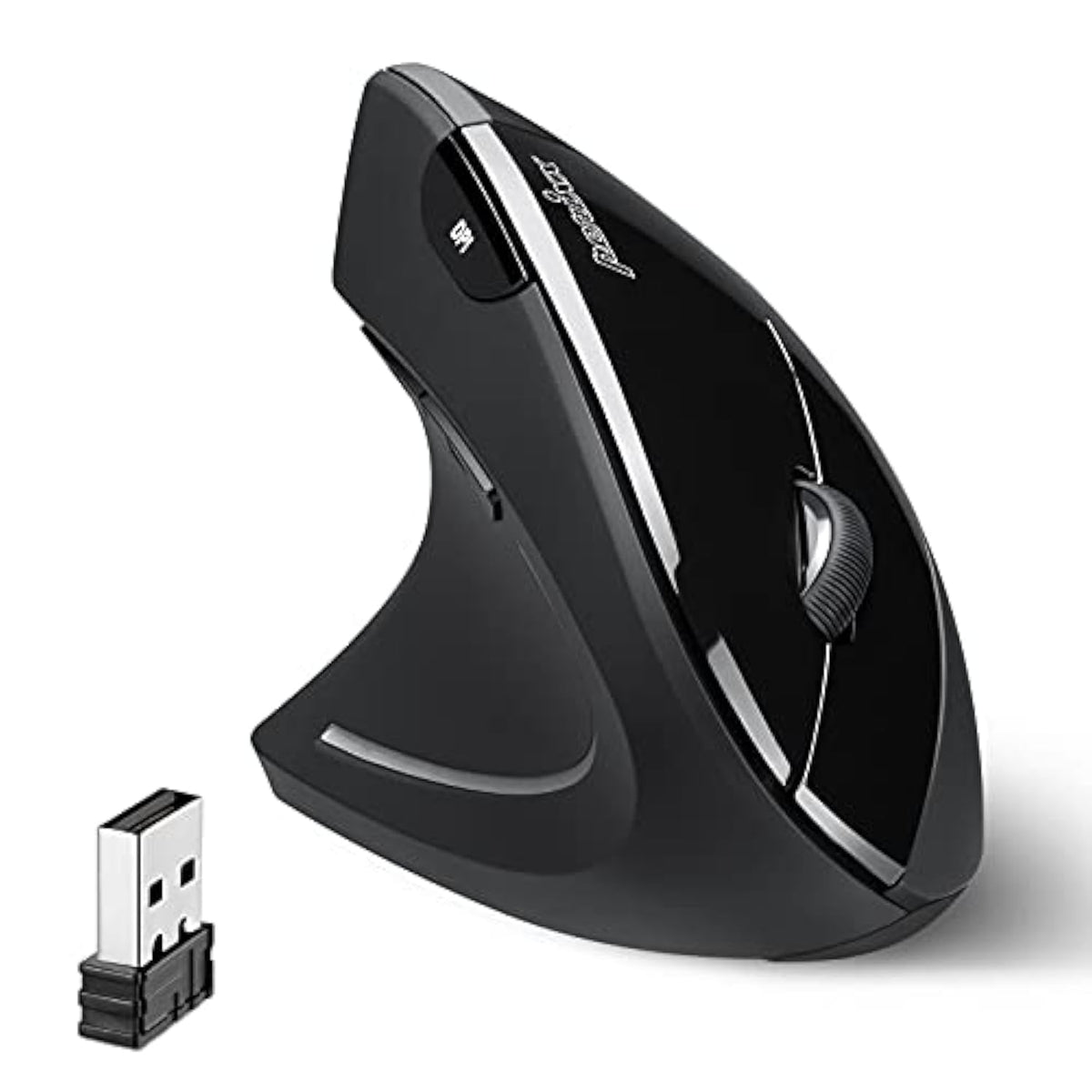 Perixx PERIMICE-713L, Wireless Ergonomic Left Handed Vertical Mouse, 6 Buttons Design, 3 Level DPI, Black, Medium