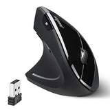 Perixx PERIMICE-713L, Wireless Ergonomic Left Handed Vertical Mouse, 6 Buttons Design, 3 Level DPI, Black, Medium