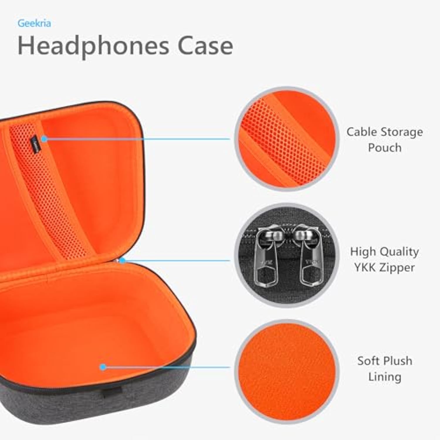 Geekria Shield Headphones Case Compatible with Sennheiser HD400PRO/HD 560S/HD598/HD 599SE/HD280PRO/HD 600, Replacement Hard Shell Travel Carrying Bag with Cable Storage (Dark Grey)