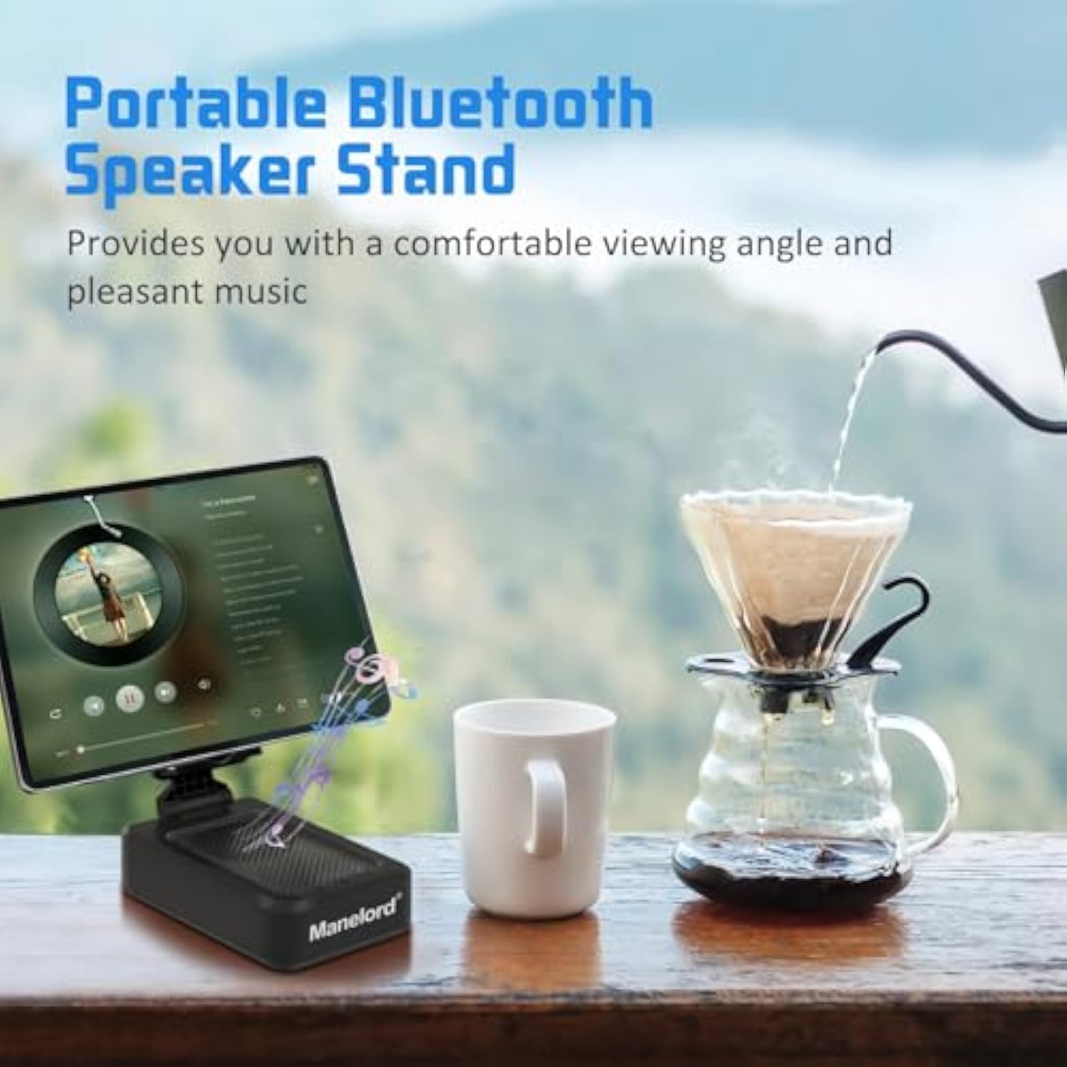 Cell Phone Stand With Wireless Bluetooth Speaker Compatible For Iphone/Samsung/Ipad Tablet, Anti-Slip Design Phone Stand With Hd Surround Sound For Home,Office,Outdoor Etc.