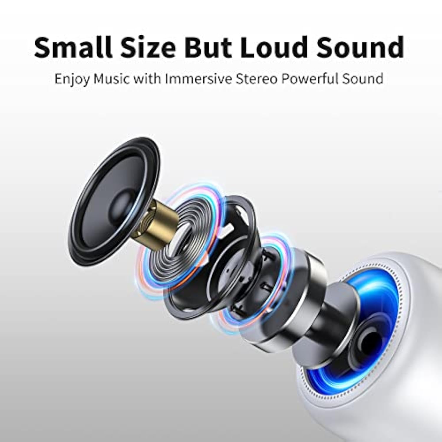 Portable Bluetooth Speakers With Strap Easy To Carry, Wireless Ipx5 Waterproof Mini Speaker With Loud Stereo Sound, 20 Hours Playtime, Rechargeable Battery, Built-In Microphone, White