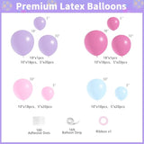184Pcs Silver Blue Pink Purple Balloon Arch Kit with Banner and Disco Balloons
