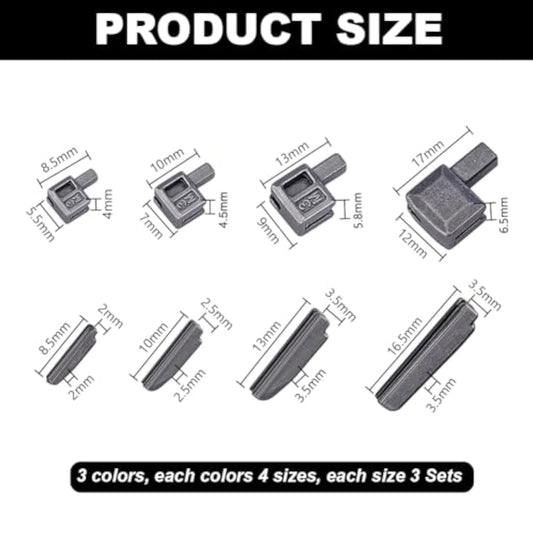12 Sets Metal Zipper Latch Slider Retainer 3 Color #3#5#8#10 Insertion