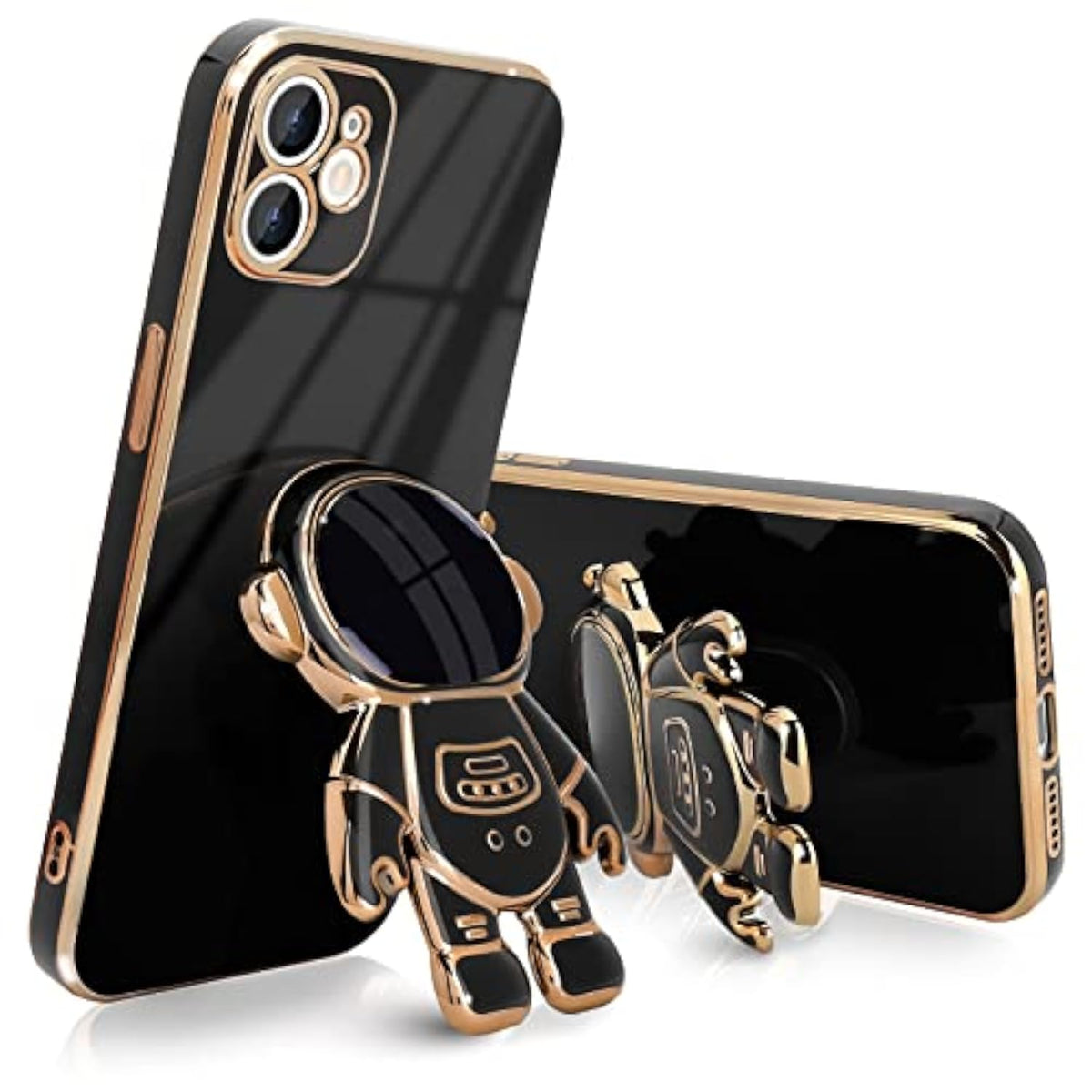 Compatible With Iphone 11 Case Cute 3D Astronaut Stand Design Camera Protection Shockproof Soft Back Cover For Apple Iphone 11 Phone Case Black