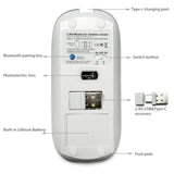 4 Modes Rechargeable Bluetooth Mouse Bt3.0/5.2+Usb-2.4G/Type-C,Wireless Mouse For Macbook Pro/Macbook Air/Laptop/Imac/Ipad/Notebook/Pc (Bt/Usb-C Gold)