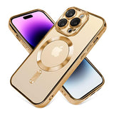 OOK Magnetic Case Made for iPhone 14 Pro Max (6.7 Inch) [Built-in Camera Lens Protector] [Compatible with MagSafe] Soft TPU Anti-Scratch Shockproof Protective Slim Clear Case for Women Men - Gold