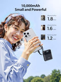 Portable Charger 10000mAh Power Bank Fast Charging, 22.5W USB C Battery Pack with Built-in Cables, Small Portable Charger Travel Essentials Power