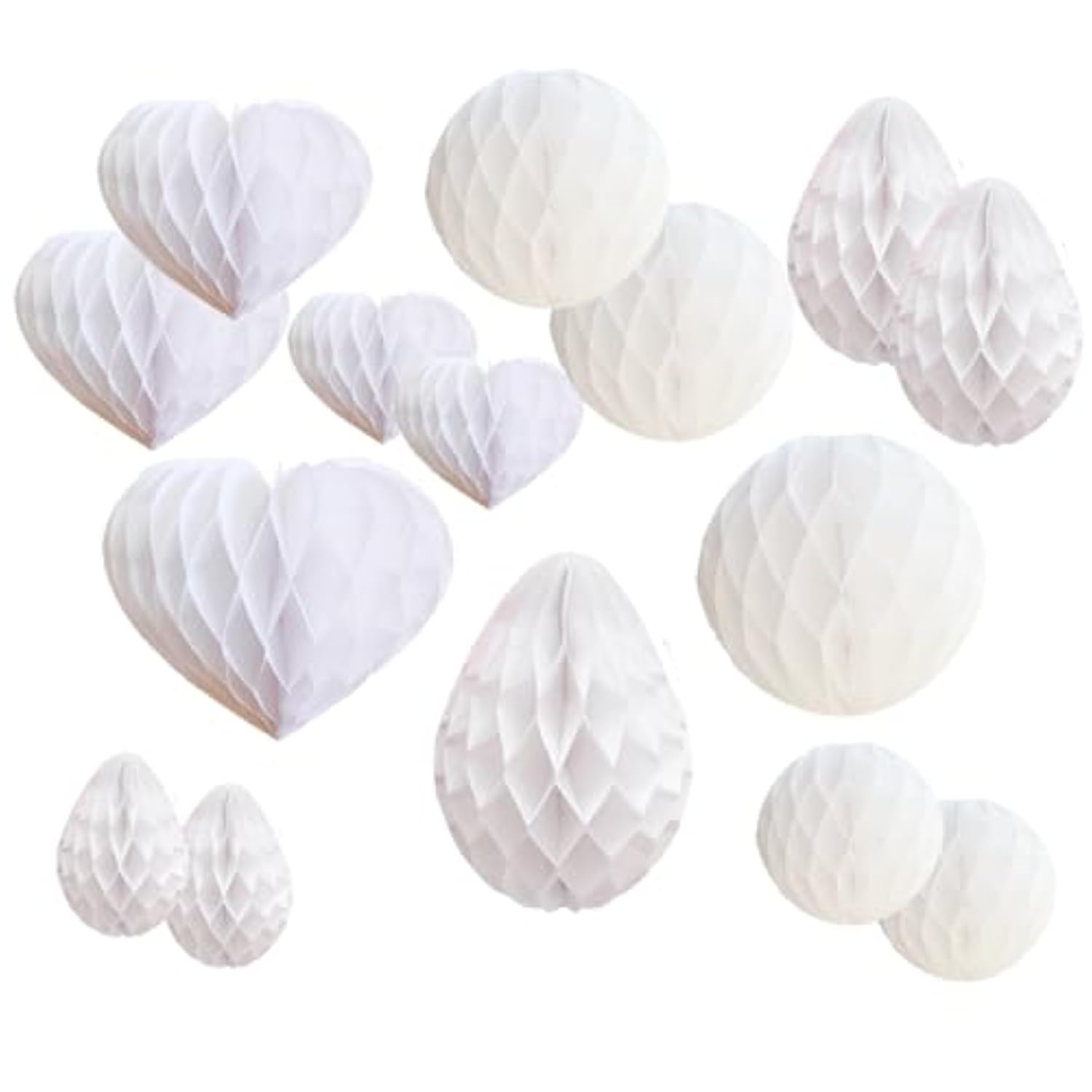 Party Decorations Hanging Paper 15Pcs Honeycomb Balls For Nursery, Baby Shower, Birthday, Wedding?Christmas? Graduation (15 Pieces White Set)