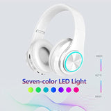 Wireless Bluetooth Headphones With Colorful Led Lights, Built-In Mic, Lightwei