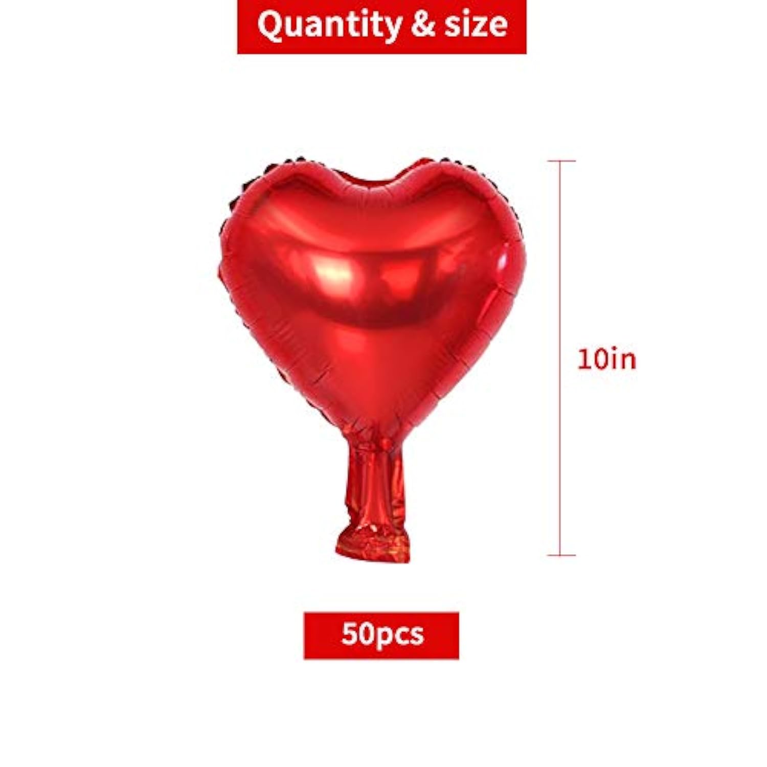 50 Pcs 10 Inch Heart Shape Foil Mylar Balloons For Birthday Party Deco