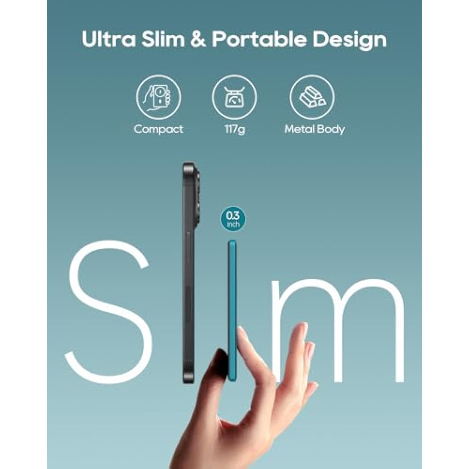 Magsafe Battery Pack 5,000 Mah, 0.3 In Slim Apple Magnetic Portable Charger, Mini Thin Wireless Power Bank With Pd 20 W Two Way Usb-C Charging Compatible With Iphone 15/14/ 13/12 Serie,Green