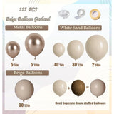 Boho Balloon Garland Kit 115PCS Beige White Sand Champagne Balloons for Party