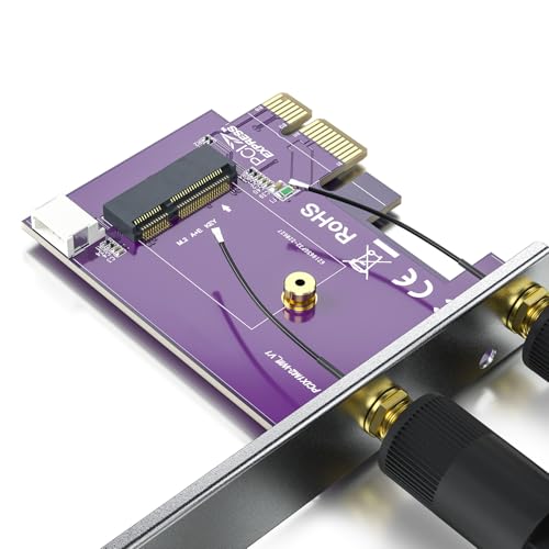 Pcie X1 To M.2(A+E Key) Wifi Bluetooth Wireless Module Adapter Card With Dual-Band 2.4&5G 2X5Dbi Antenna