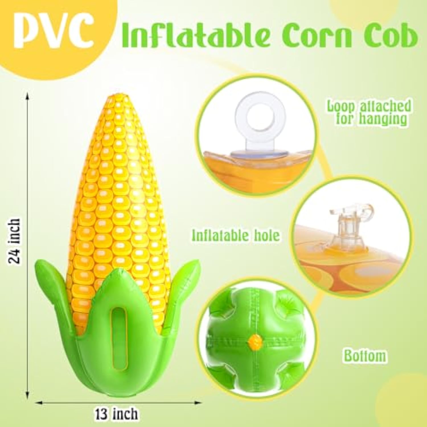 2Pack PVC Corn Balloons - 24" Inflatable Corn Cob for Harvest & Thanksgiving Decor