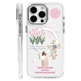 For Iphone 13/14 Case [Compatible With Magsafe],Girls Women Clear Magnetic Case Silicone Shockproof Protective Cover With Pattern Bible Jesus Flowers