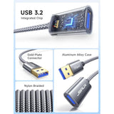 2Pack 1.6Ft+1.6Ft Usb 3.0 Extension Cable, Type A Male To Female Usb Extender