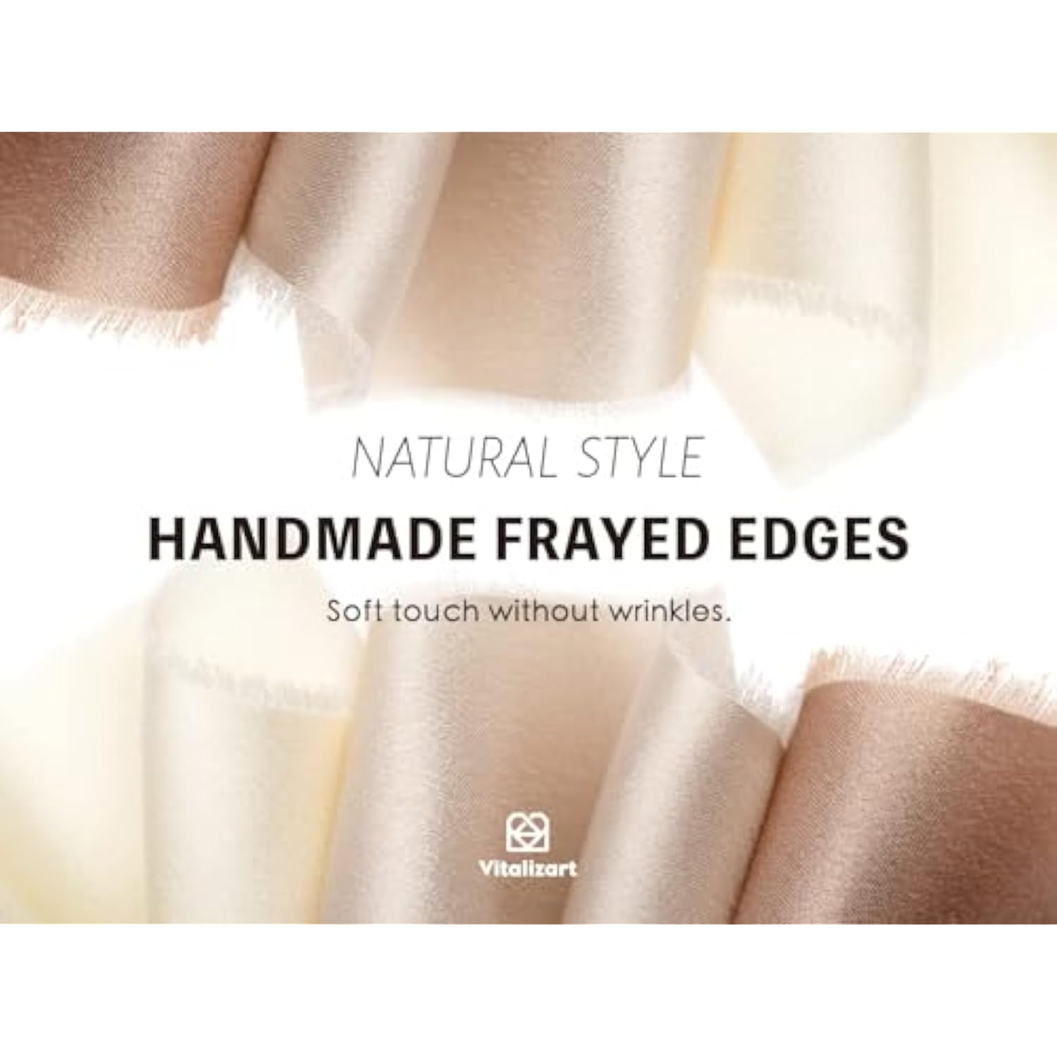 Silk Satin Ribbon 1 Inch X 15 Yard Wooden Spool Champagne & Nude Handmade Frayed Ribbon For Gift Wrapping Baby Shower Wedding Bridal Bouquets Holiday Decor Light Brown