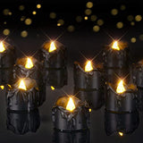 24Pack Halloween Black Dripping Flameless LED Candles,1.58"x 1.2"