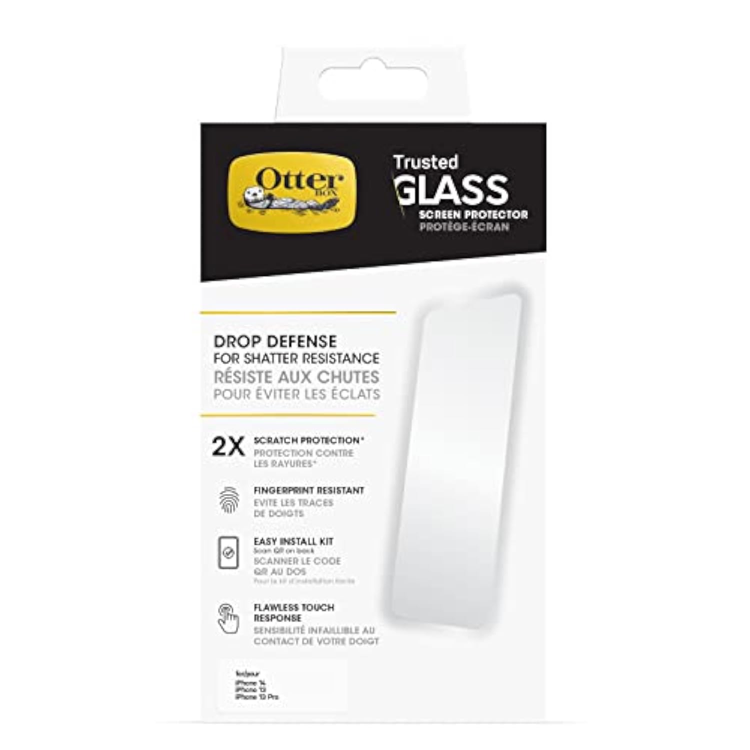 OtterBox TRUSTED GLASS Screen Protector for iPhone 14 & 13 Pro (Single Unit, Ideal for Business)