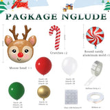 167Pcs Christmas Balloon Arch Kit, Xmas Red Green White Gold Balloon Arch with Candy Cane Balloons Elk Foil Balloons for Christmas New Year Party Decorations