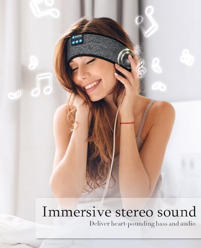 Enj01 Bluetooth 5.2 Wireless Sleep Headphones - Grey, Modern, Comfortable For Side Sleepers, Adults & Teens - 10H Battery, 2-Year