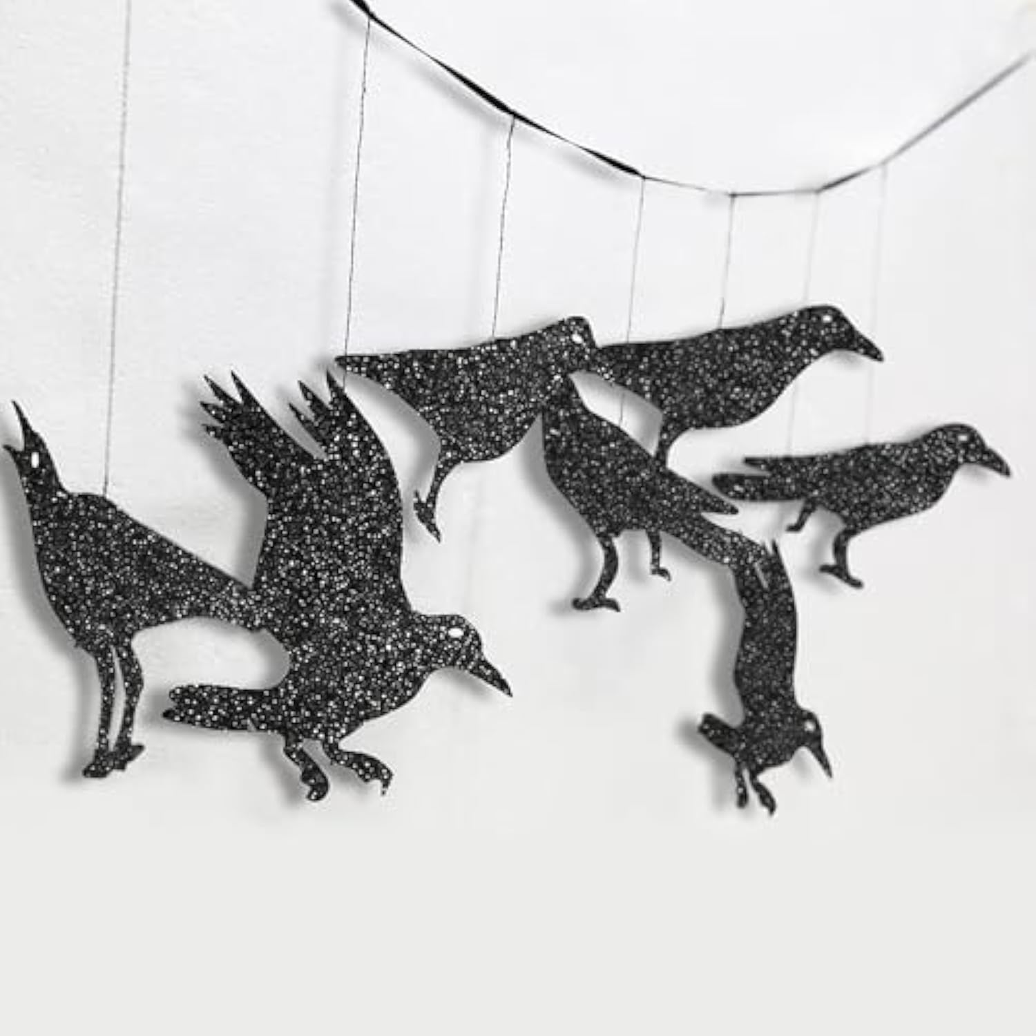 Halloween Crow Garland Black Cage Raven Gothic Party Hanging Haunted Decor