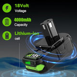 2-Pack 4.0Ah 18V Lithium Replacement Batteries for Ryobi One+ Cordless Tools