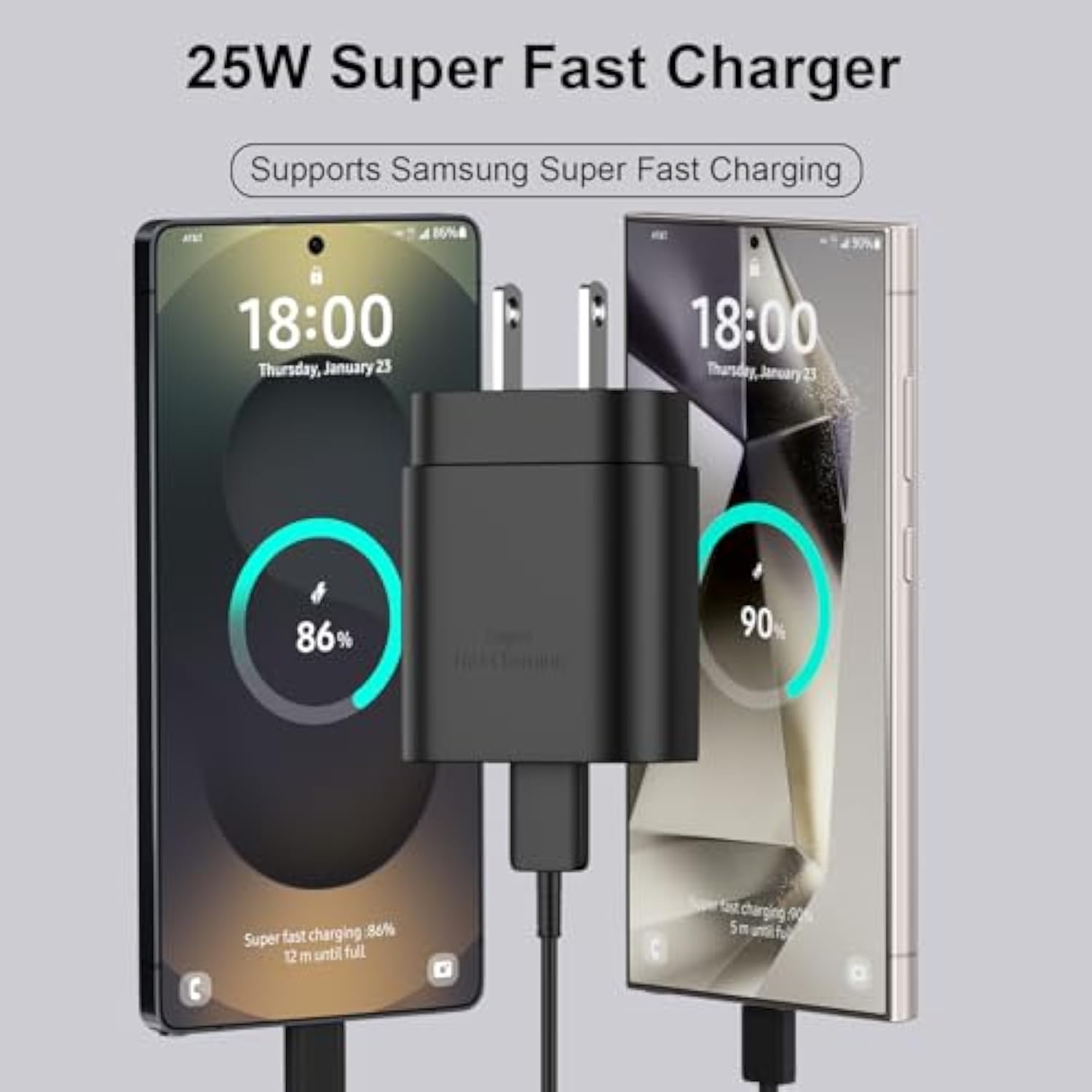 25W Samsung Fast Charger with 10FT Cable for Galaxy S24/S23/S22/Note 20