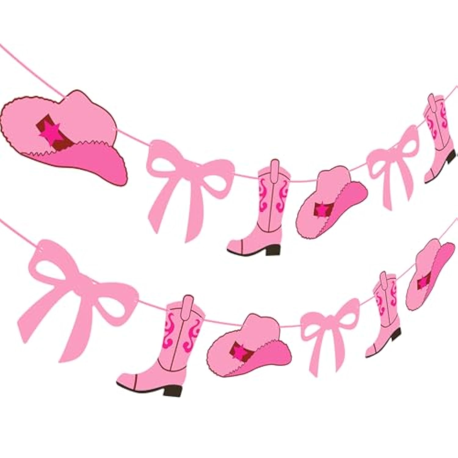 Cowgirl Party Banners Pink Coquette Bow And Boots Decorations Western Cowgirl Boots Hats Cutout Banners Cowgirl Birthday Decorations For Rodeo Wild West Baby Shower Supplies