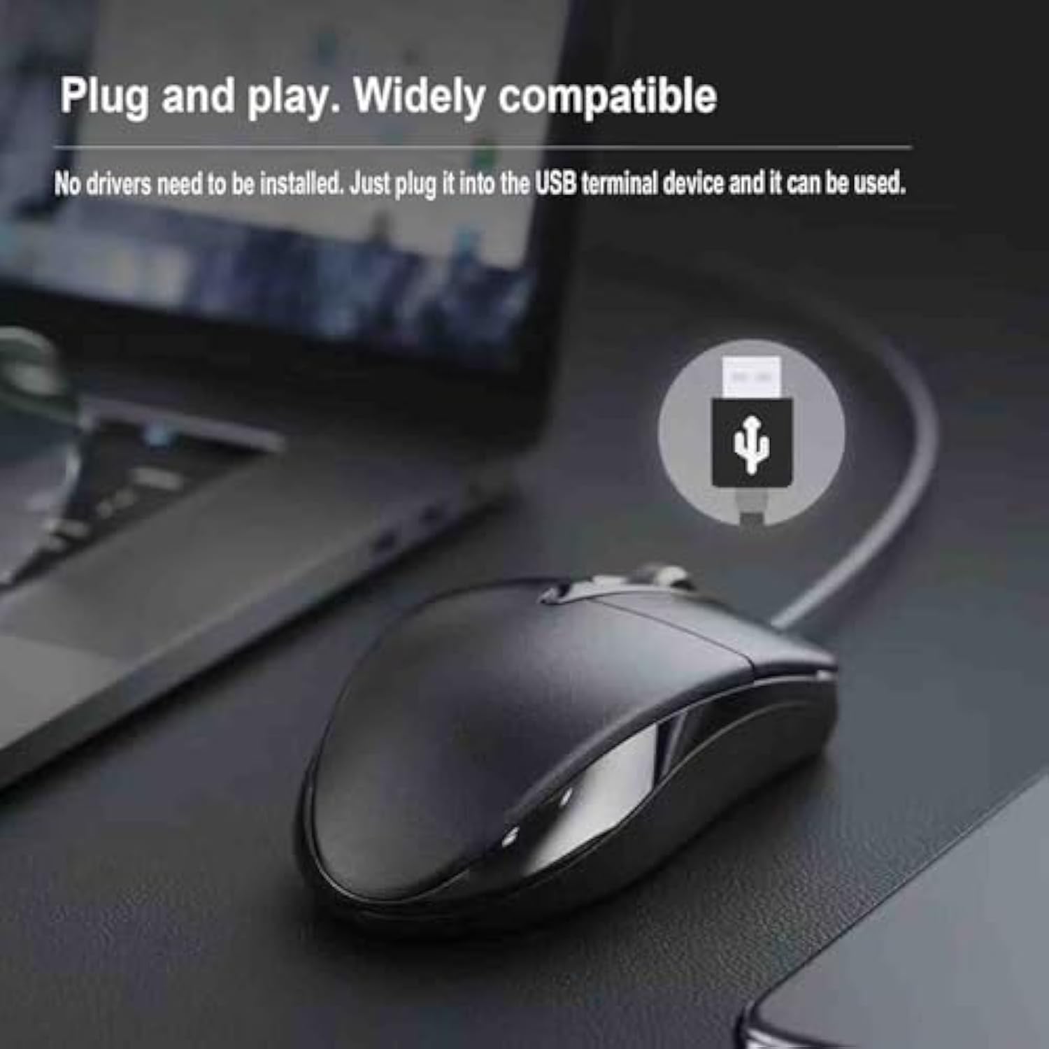 Wired Usb Computer Mouse, Ergonomically Designed, Usb Computer Mouse For Laptops And Personal Computers, Suitable For Offices And Homes (Black, Wired)